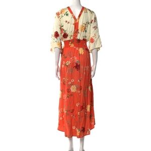 Farm Rio Kiera Anthropologie Orange And Cream Maxi Dress Sz. XL